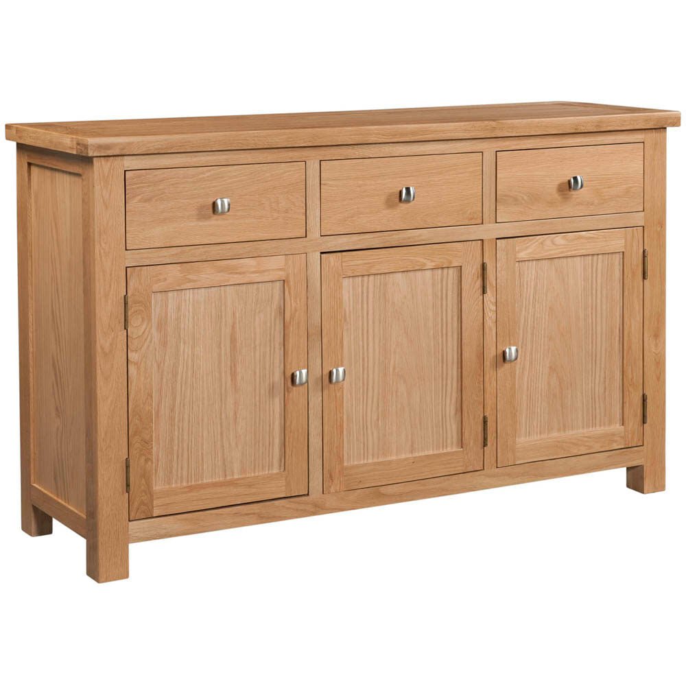 Dapper Natural Oak - 3 Door, 3 Drawer Sideboard - DOR052 - 247 Furniture