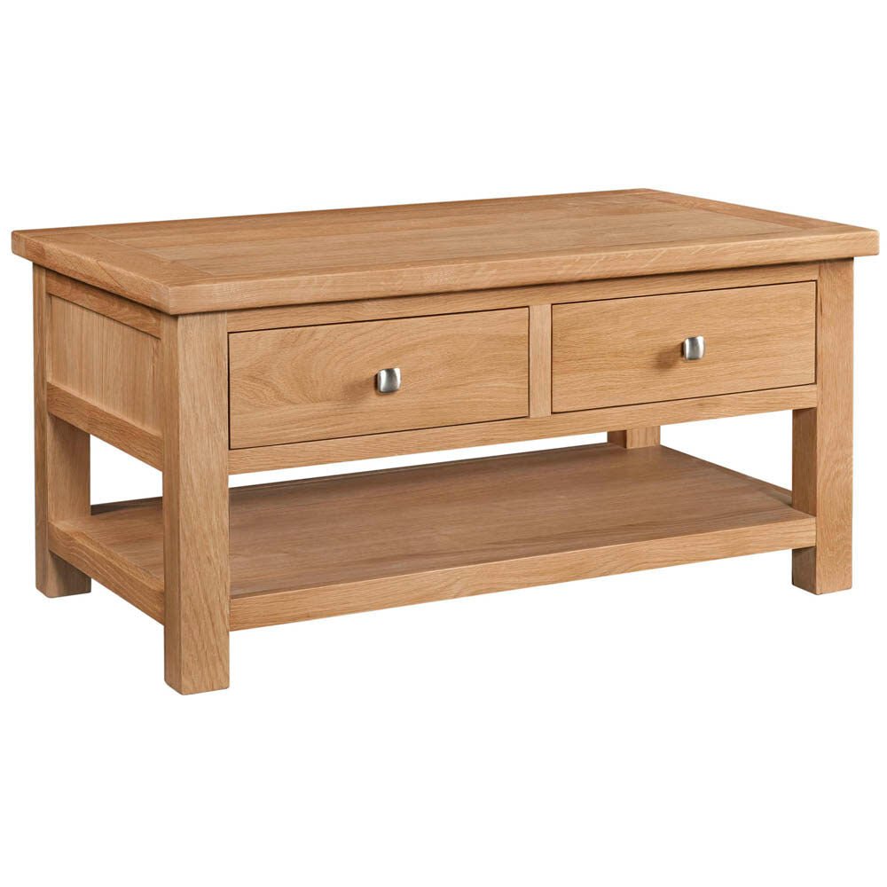 Dapper Natural Oak Coffee Table with 2 Drawers - DOR068 - 247 Furniture