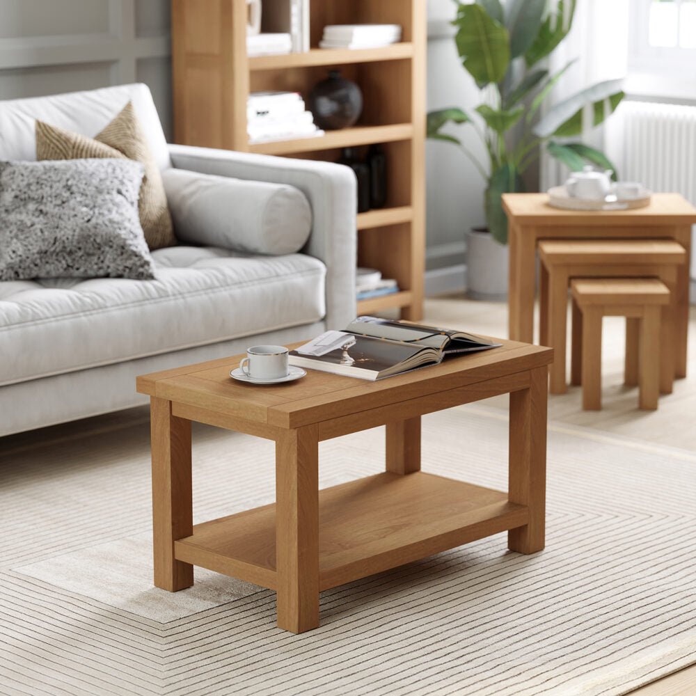 Dapper Natural Oak Small Coffee Table with Shelf - DOR069 - 247 Furniture