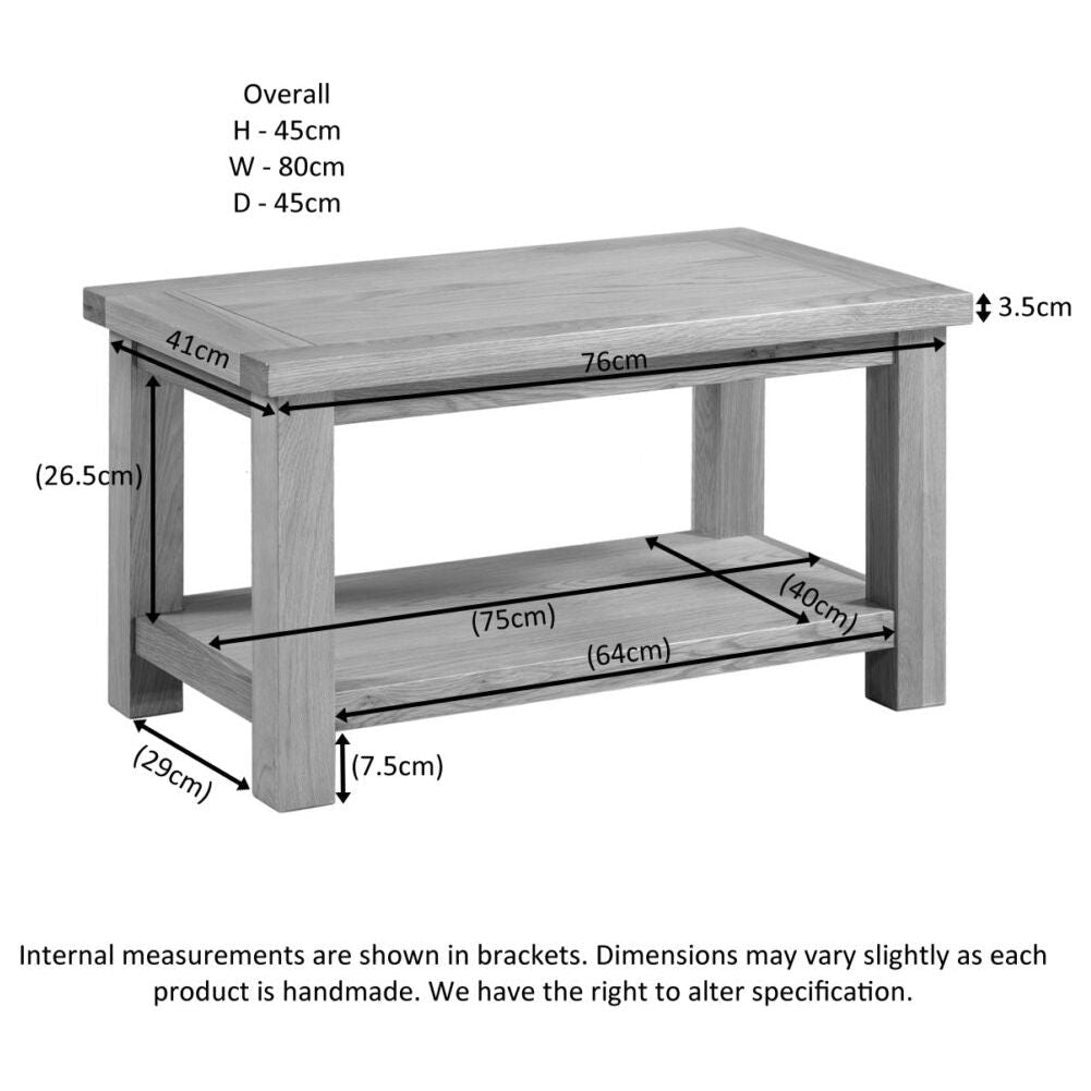 Dapper Natural Oak Small Coffee Table with Shelf - DOR069 - 247 Furniture