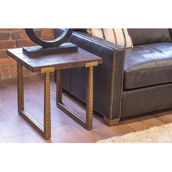 Dark Olive Green Divine Side/Lamp Table Reclaimed Pine & Painted Iron - DVT35