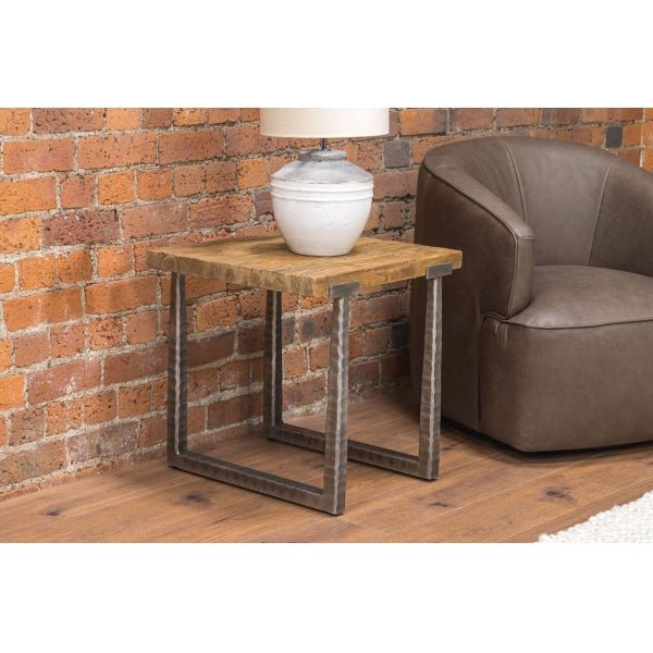 Dim Gray Evita Side/Lamp Table Reclaimed Elm - EVT35