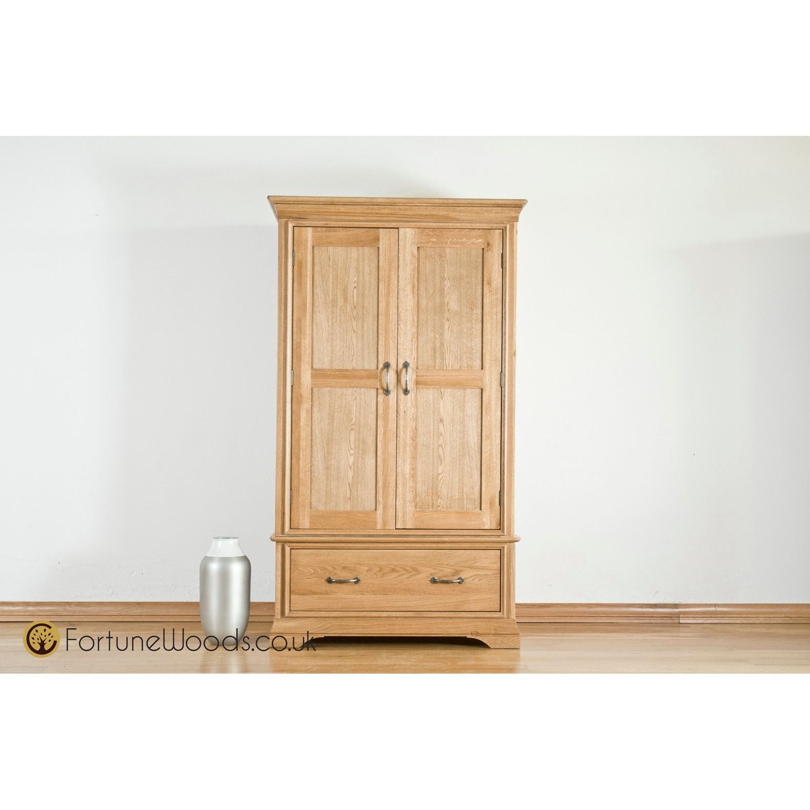 Light Gray French Retreat 1 Drawer Wardrobe - Oak - FRW2