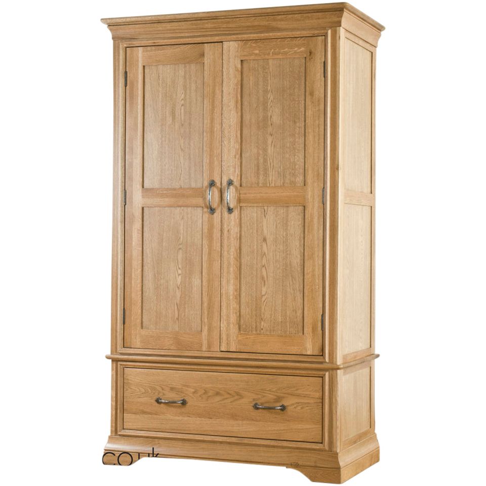 Dark Khaki French Retreat 1 Drawer Wardrobe - Oak - FRW2