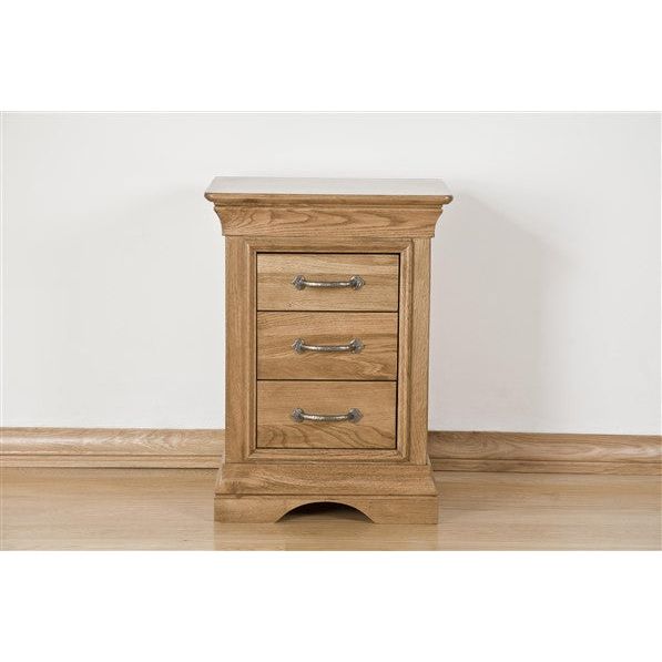 Light Gray French Retreat 3 Drawer Bedside - Oak - FRBS3