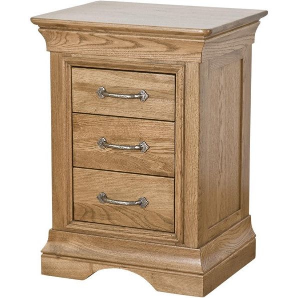 Rosy Brown French Retreat 3 Drawer Bedside - Oak - FRBS3