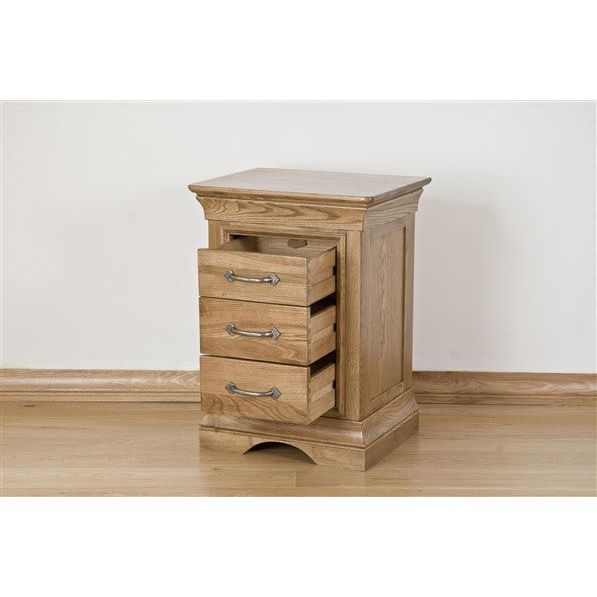 Light Gray French Retreat 3 Drawer Bedside - Oak - FRBS3