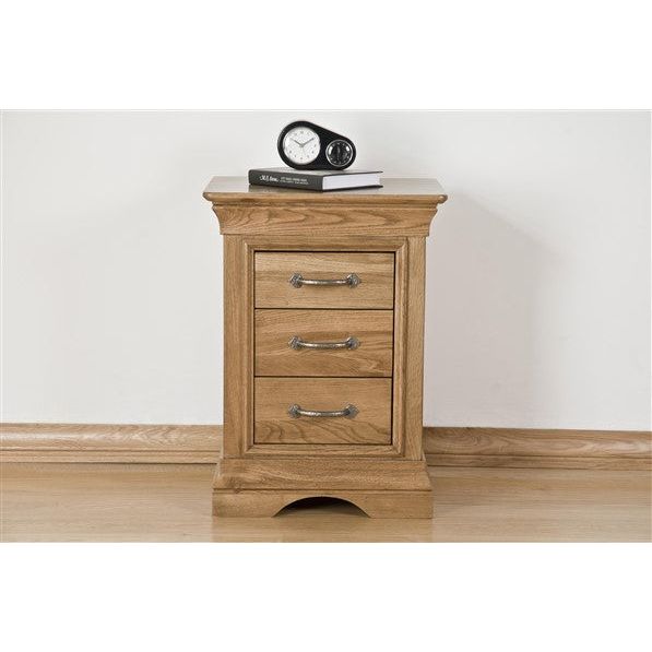 Light Gray French Retreat 3 Drawer Bedside - Oak - FRBS3