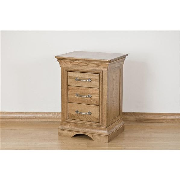 Light Gray French Retreat 3 Drawer Bedside - Oak - FRBS3
