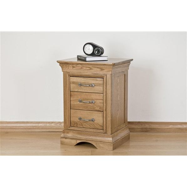 Light Gray French Retreat 3 Drawer Bedside - Oak - FRBS3