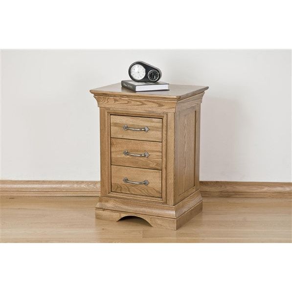Gray French Retreat 3 Drawer Bedside - Oak - FRBS3