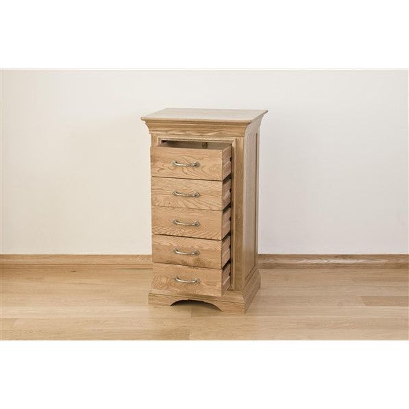 Light Gray French Retreat 5 Drawer Wellington Chest - Oak - FRBS3