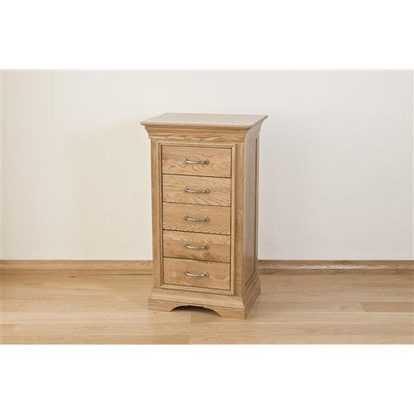 Light Gray French Retreat 5 Drawer Wellington Chest - Oak - FRBS3