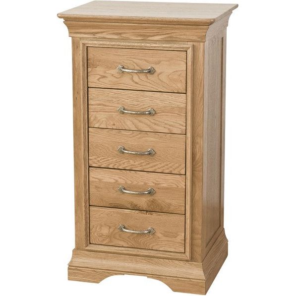 Rosy Brown French Retreat 5 Drawer Wellington Chest - Oak - FRBS3