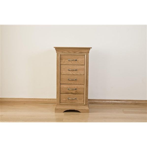 Light Gray French Retreat 5 Drawer Wellington Chest - Oak - FRBS3