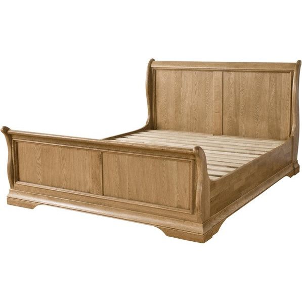 Rosy Brown French Retreat Sleigh Bed - Oak - Free Delivery