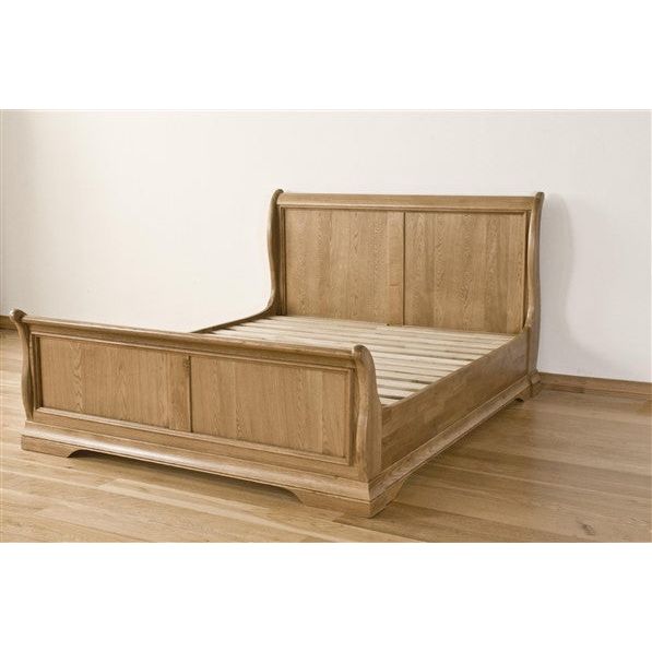 Rosy Brown French Retreat Sleigh Bed - Oak - Free Delivery