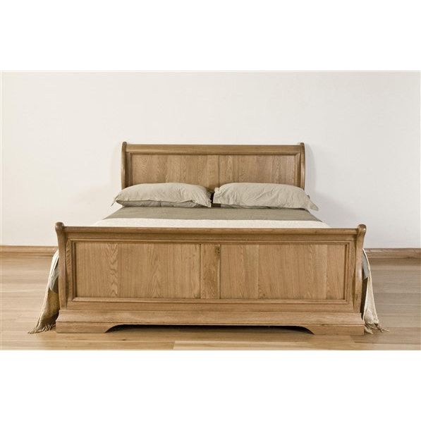Light Gray French Retreat Sleigh Bed - Oak - Free Delivery