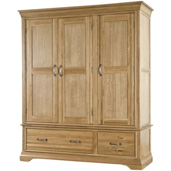 Rosy Brown French Retreat Triple Wardrobe with Drawers - Oak - FRW3