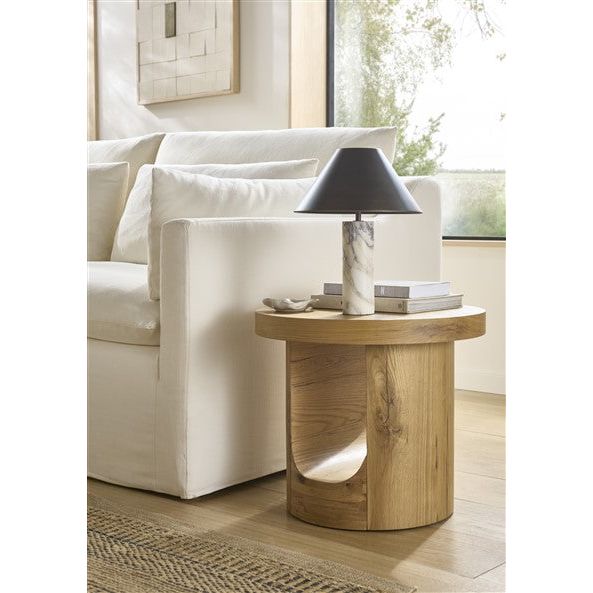 Inocca Cracked Oak Round Lamp / Side Table - INT35 - 247 Furniture