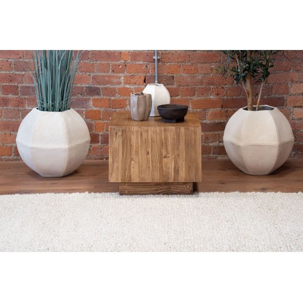 Dim Gray Living Chic Reclaimed Elm Square Lamp/Side Table - LCT35