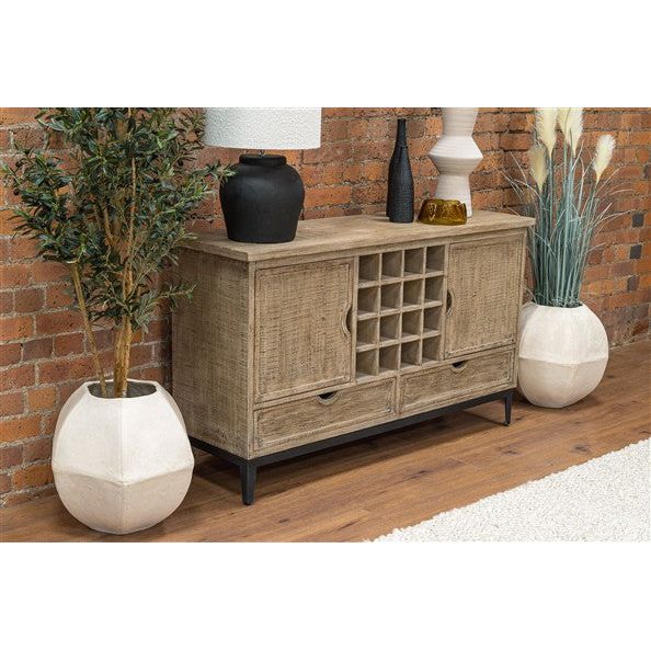 Dim Gray Manhattan Reclaimed Pine Large Sideboard with Winerack - MHS45