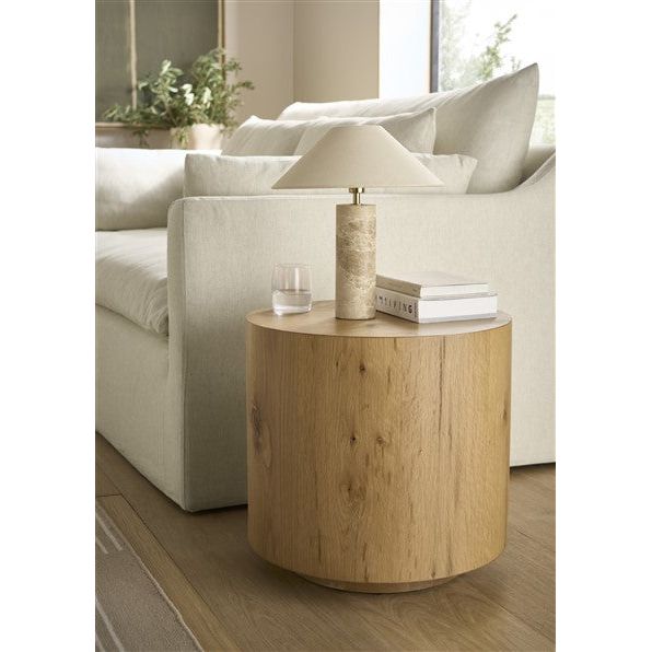 Rosy Brown Original Grandeur Round Oak Lamp / Side Table - OGT35