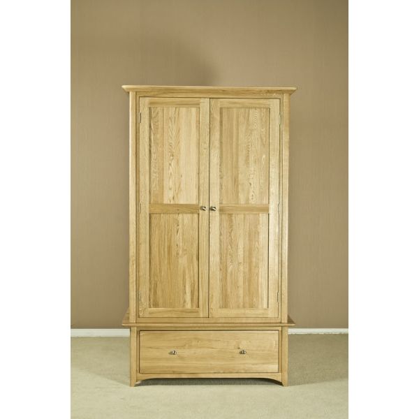 Dark Khaki Tranter Origins Oak 2 Door 1 Drawer Wardrobe - TNW30