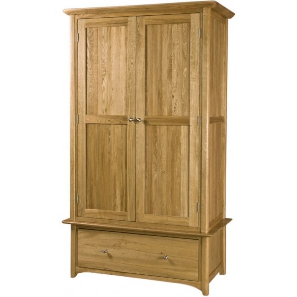 Dark Khaki Tranter Origins Oak 2 Door 1 Drawer Wardrobe - TNW30