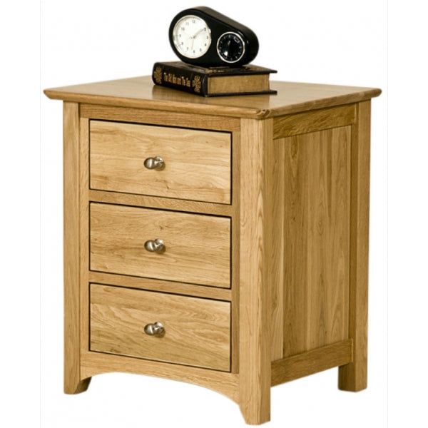 Dark Khaki Tranter Origins Oak 3 Drawer Bedside - TNB30