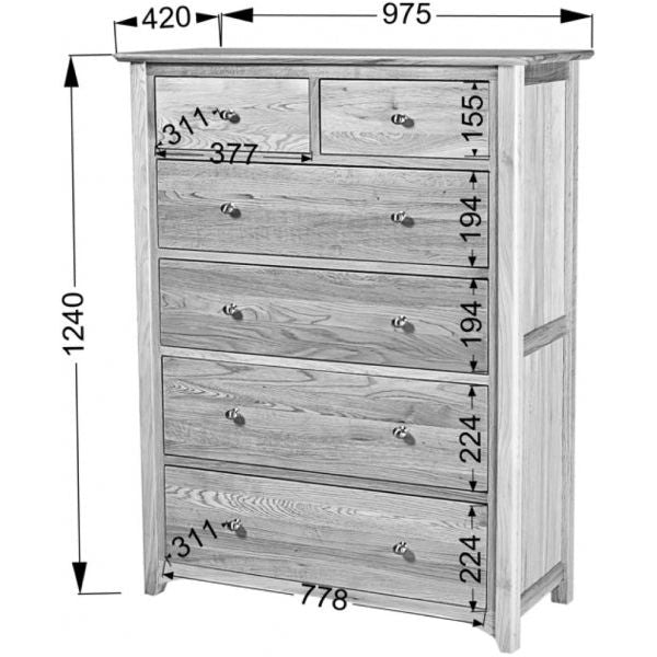 Gray Tranter Origins Oak 4+2 Chest - TNC80