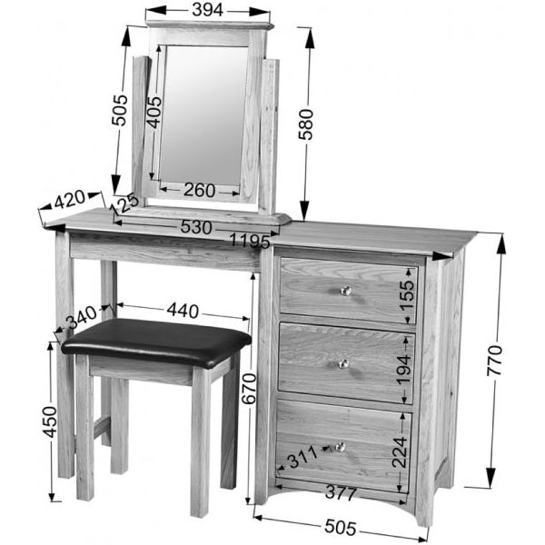 Gray Tranter Origins Oak Dressing Table - TND25