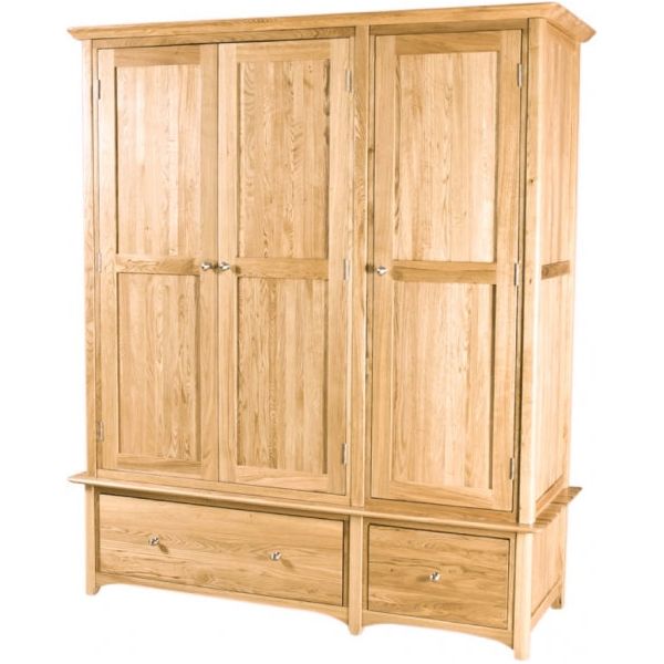 Tan Tranter Origins Oak Tripple Wardrobe with Drawers - TNW50