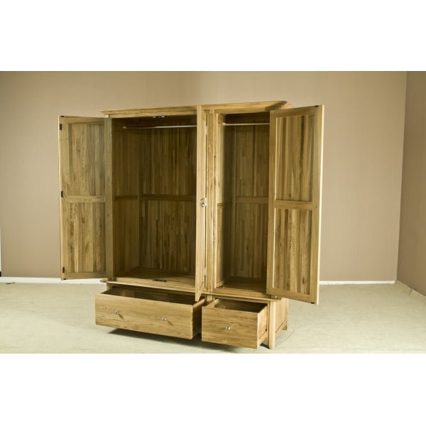Dark Khaki Tranter Origins Oak Tripple Wardrobe with Drawers - TNW50