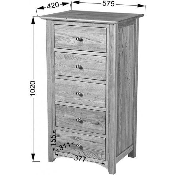 Dark Gray Tranter Origins Oak5 Drawer Wellington Chest - TNB50